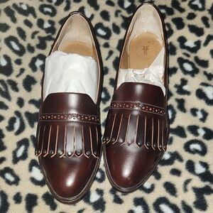 Frye Emory Kiltie Fringe Loafer Dark Brown 8M